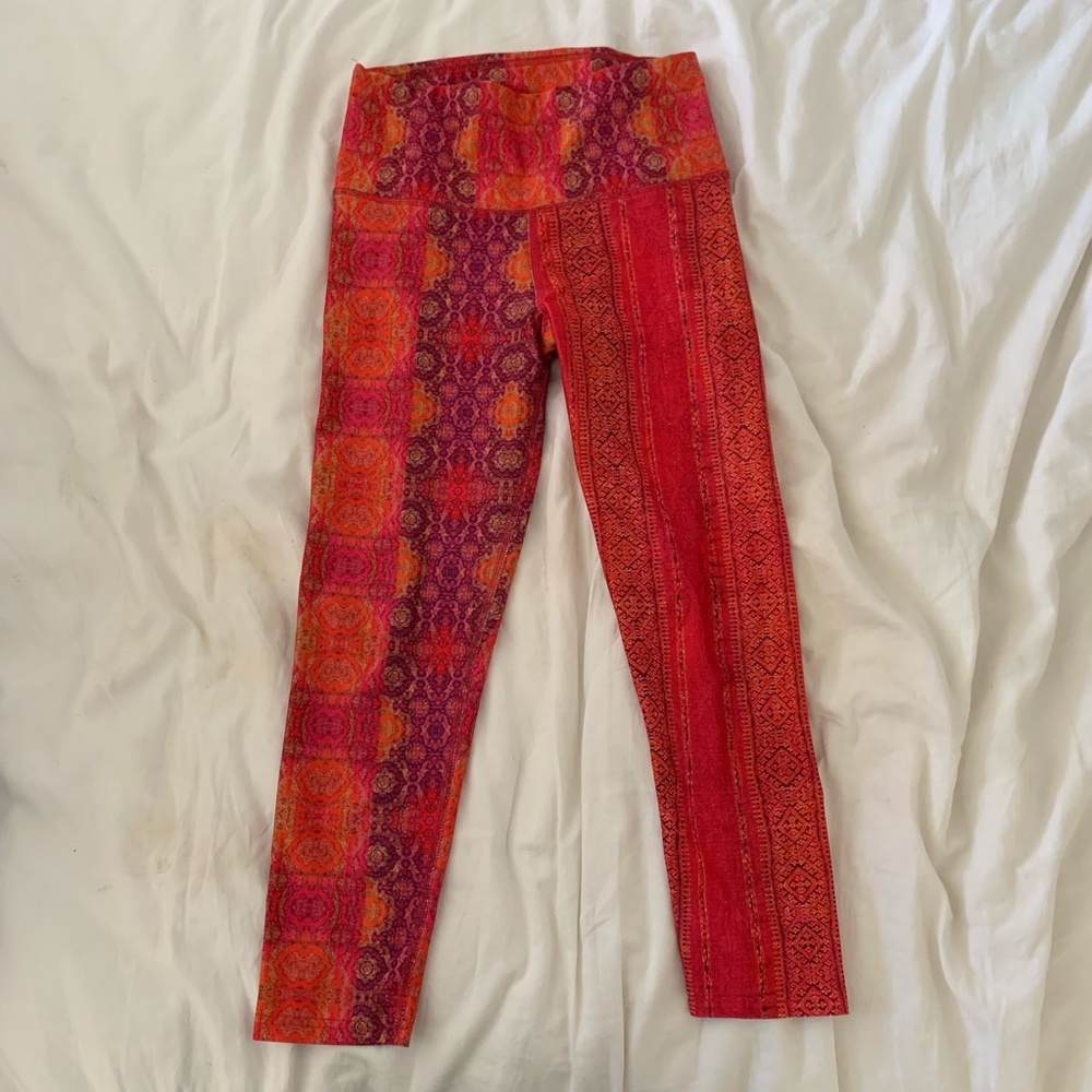 orange and pink yoga leggings